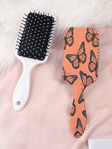 1pc Butterfly Series Cushion Hair Brush, Featuring Delicate Butterfly, Flower, And Daisy Patterns In Chic Artistic Style, Made Of Durable PC+TPU Material For Straight Hair Styling - Multicolor - View 10