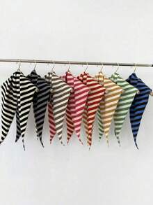 1pc Multifunctional Striped Knit Scarf, Autumn/Winter Triangle Scarf Headscarf Warm Shawl Knit Scarf Face Mask Scarf Dress Scarf - Multicolor - View 1