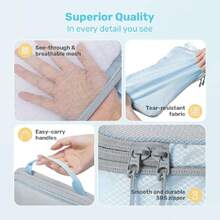 Compression Pacubes For Travel, Weight 6 Set Bags Cruise Must Haves For Luggage Carry On Suitcase And Clothes Organizer, Durable Vacation Essentials And Accessories Gifts For Women And Men,39303039 - 藍色 - 查看 6