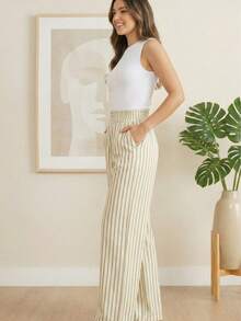 Fabric Pants With Pockets, Vacation, Home, Summer - Kem - Xem 2