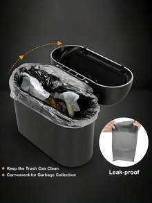 Mini Car Trash Can Leakproof Car Garbage Bin With Lid For Peels Butts Confetti Wet Tisssue Convenient Car Side Door Hanging Storage Box Multifunctional Dustbin Organizer For Women Men For Car Office Home Garbage Organizer Container Car Accessories Car Interior Accessory Home Decor - Black - View 5