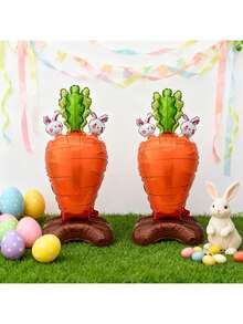 2个/套 119厘米巨型胡萝卜造型铝箔气球，适合复活节主题气球装饰 - 彩色 - 查看 5