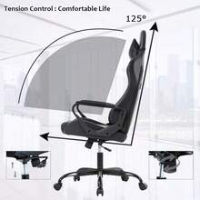 High-Back Gaming Chair PC Office Chair Computer Racing Chair PU Desk Task Chair Ergonomic Executive Swivel Rolling Chair With Lumbar Support For Back Pain Women, Men - màu đen - Xem 5