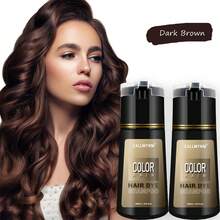 Hair Color Shampoo For Gray Hair Coverage&Color Transform With Herbal Extracts –Long Lasting For 6-8 Weeks,Shiny,Evenly Colored,Instant Hair Dye Shampoo&Conditioner,Unisex For All Hair Types, 2 Bottles - Dark Brown - 查看 9
