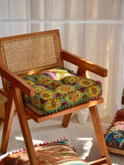 Bohemian Style Throw Pillow, Thick Floor Mat, Slouchy Pillow, Cushion, Square Chair Pad, Super Soft Home Cushion, Moroccan Style Cushion, Window Seat Cushion, Tatami Mat Cushion - Exquisite And Comfortable Home Seating Solution With Artistic Flair