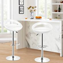 2er Set Barhocker ABS Barstuhl 81-101cm Höhenverstellbar 360 ° Schwenkbar Tresenhocker mit Fußstütze für Bar Bistro - Weiss - Übersicht 4