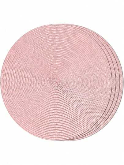 2件装手工编织粉色PP圆形餐垫，装饰垫，畅销款，多种颜色可选，桌垫，抗皱，适用于生日、乔迁、庆典、节日派对、家庭聚会等各种场合。