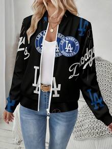 This Los- An-Geles- Dodgers Women's Athletic Jacket Is Perfect For Baseball, Featuring A Los- An-Geles- Dodgers Print Casual Jacket Design, Suitable For Outdoor Activities. - 彩色 - 查看 1