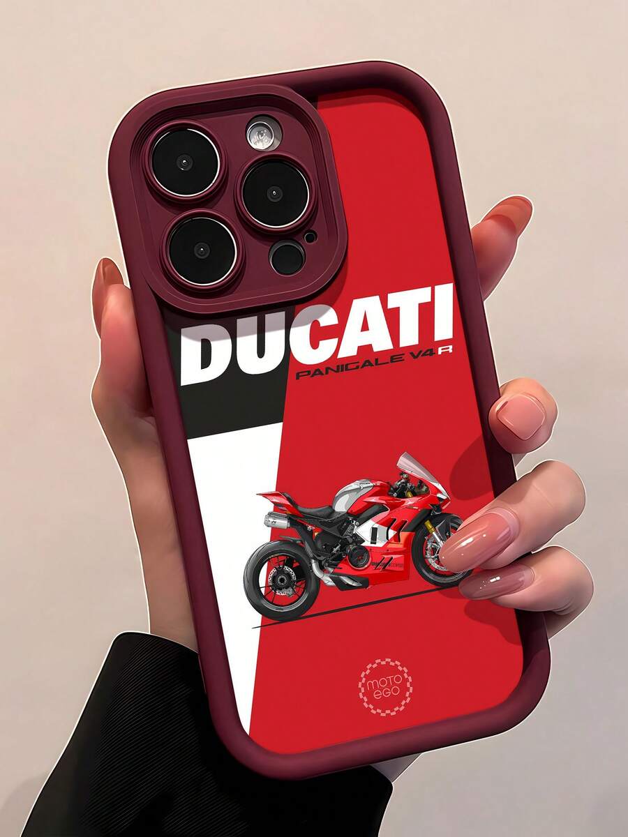 Estuche para teléfono con diseño Ducati Panigale V4R Compatible con estuches para teléfonos ,  17,  16 Pro Max,  15 Pro Max,  13 y  12 Estuche para teléfono de TPU de cobertura total a prueba de golpes Resistente al agua, a prueba de caídas y rayones Una excelente opción para familiares, amigos, seres queridos, novios/novias y regalos de Año Nuevo. - Burdeos - Ver 1