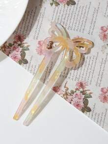 1pc Cute Bow U-Shaped Hair Clip: Suitable For Ages 14+, Perfect For Daily Wear, As Well As Valentine's Day, School, Weddings, And Hair Accessories., Head Accessories, Headpiece, Combs, Side Comb - Multicolor a - View 9