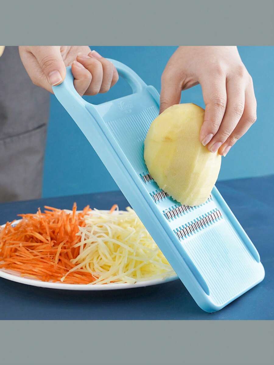 蔬菜切片器：土豆刨丝器、黄瓜切片器、厨房/餐厅用刨丝器；香辣土豆片制作器：木制土豆刨丝器、不锈钢土豆切片器；不锈钢削皮器：多功能果蔬削皮器、土豆削皮器 - 彩色 - 查看 1