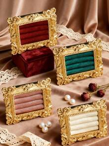 1 pieza Bandeja de joyería dorada, Organizador de joyería elegante, Soporte para exhibir aretes y anillos, Estante de almacenamiento de joyería, Regalo para ocasiones especiales - Expositor de anillos - Ver 5