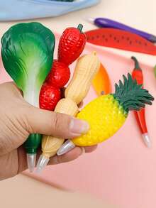 Creative Cartoon Cute Realistic Fruit & Vegetable Ballpoint Pen - Magnetic Black Pen, Perfect Prize And Gift Stationery For Students In New Semester - Black - View 4