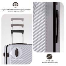 YSTYLE 5-Piece Suitcase (12/18/20/24/28 Inches), The Perfect Travel Companion! Scratch-Resistant, Beautiful, And Elegant. Lightweight And Easy To Carry With Swivel Wheels. - Silver - View 6