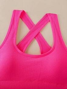3pcs Criss-Cross Strap Sports Bra For Women, Yoga Gym Running Racerback Crop Top Brassiere Can Be Worn Outerwear - 彩色 - 查看 9