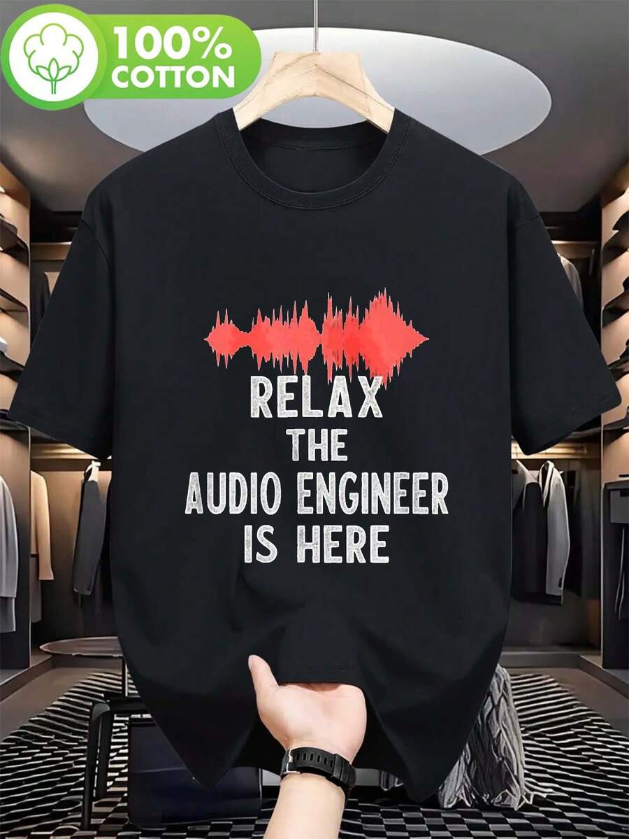 Camiseta% algodón puroelHombreconPatrónelIngenieroelAudioretro-Relájate. Ingeniero de audio inspirado en el arte Hola, camiseta básica negra con impresión de estudio rojo y blanco, camiseta informal de manga corta ajustada, perfecta para creadores deúsica y profesionales de audio, estilo de ingeniero de audio adecuado para el trabajo diario, salidas casuales, versátil para el hogar, senderismo al aire libre, simple y sencillo, estilo de nicho de moda preferido. paraLos parejas son adecuados para el desplazamiento diario, salidas casuales, versátiles en casa y paseos al aire libre. Sencillo y versátil, estilo de nicho moderno, perfecto para parejas. - Negro - Ver 1