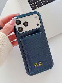 奢华鳄鱼纹皮革定制PU皮革个性化仿鳄鱼皮翻盖支架卡包钱包手机壳,兼容 17/16/15/14/13/12/11 Pro/XS Max,个性化定制(PU皮革,烫金工艺),生日、周年纪念、婚礼、父母礼物、春季生日派对礼物的理想之选 - 綠色 - 查看 7