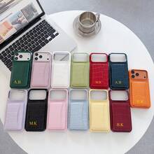 奢华鳄鱼纹皮革定制PU皮革个性化仿鳄鱼皮翻盖支架卡包钱包手机壳,兼容 17/16/15/14/13/12/11 Pro/XS Max,个性化定制(PU皮革,烫金工艺),生日、周年纪念、婚礼、父母礼物、春季生日派对礼物的理想之选 - 綠色 - 查看 9