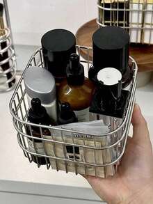 2pcs/1pc Stainless Steel Coffee Storage Basket, Multipurpose Metal Organizer Basket For Coffee, Office Desk, Kitchen, Bar, Bathroom, Home Decor - Silver - View 3