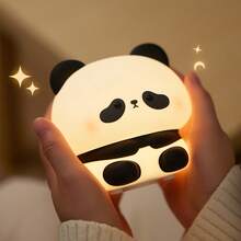 Panda Night Light, LED Smart Tap Light, Soft Light, Sleep Sensor, 3 Brightness Levels, Timer, USB Rechargeable, Room Decor, Desktop Gift For Friends, Birthday, Party - D-White - View 4