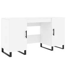Larryhot Escritorio madera de ingeniería blanco 140x50x75 cm, Fácil de montar, diseño elegante y práctico para organizar, la elección ideal para el trabajo y el almacenamiento en el hogar o la oficina - Blanco - Ver 2