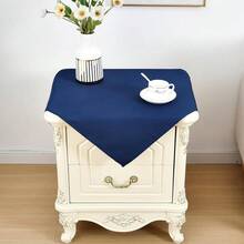 Mantel cuadrado pequeño de 24x24 pulgadas, lavable de poliéster, mantel de mesa lateral sólido azul marino, cubierta de mesa auxiliar resistente para comedor, hogar y fiesta - Azul marino, 24 pulgadas x 24 pulgadas, cuadrado - Ver 1