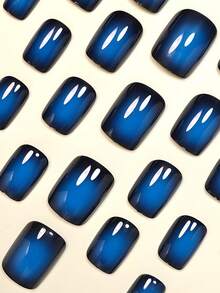 24 miếng dán móng tay vuông ngắn tức thì! Miếng dán móng tay acrylic màu xanh ngọc bích chuyển sắc và đen xanh ombre sang trọng, độ phủ toàn bộ móng, phù hợp cho phụ nữ và bé gái. Bao gồm 1 miếng dán có keo và 1 miếng dán gel mini. Giao hàng ngẫu nhiên. Dụng cụ làm móng - Màu xanh lam - Xem 4