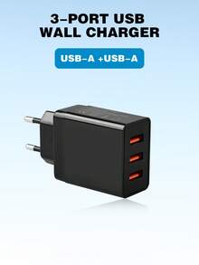 3-Port 2.4A USB Charger Adapter, EU Plug, Fast Charging Cube Compatible With IPhone, Compatible With IPad, Android Phones, Cameras, MP3/MP4 And Other USB Devices - EU C Type Plug(220-240V) - View 13