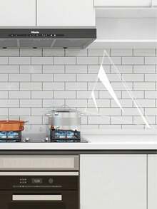 1卷PP静电吸附墙膜 - 防水、防油、无需胶水、可移除、可重复使用 - 适用于厨房防溅板、瓷砖、宿舍装饰、橱柜 - 易于清洁、不留残胶、防油、厨房防溅挡板 - 無色 - 查看 7