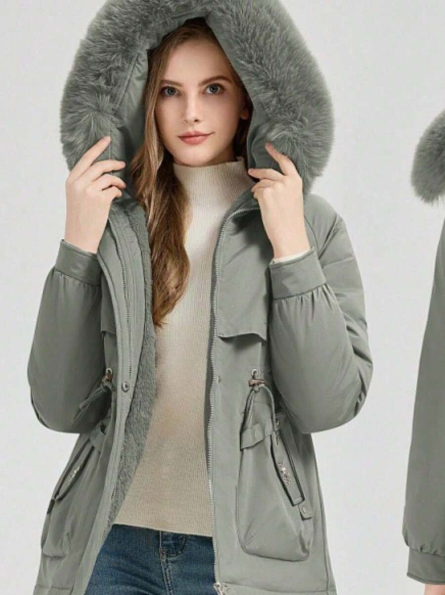 Winter Clothes for Women Abrigos De Invierno Para Mujer Coats for Women Winter New Pie Overcomes Padded Clothes, Women's Clothing Medium and Long Fur Collar Jacket Thickened Padded Jacket Padded Clothes - Verde - Ver 1