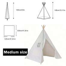 1pc Large Princesstent For Children - Available In Three Sizes: 135cm/160cm/180cm Tall, Made Of Durable Polyester Fabric, Suitable For Both Boys And Girls - An Ideal Birthday Or Holiday Gift. - White - View 11