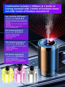 一套高级黑色车载加湿器和精油香薰机，包含6种精油，产生细腻水雾，持久留香，采用USB供电超声波雾化技术，内置LED氛围灯。小巧便携，是理想的礼物之选。 - A - 查看 20