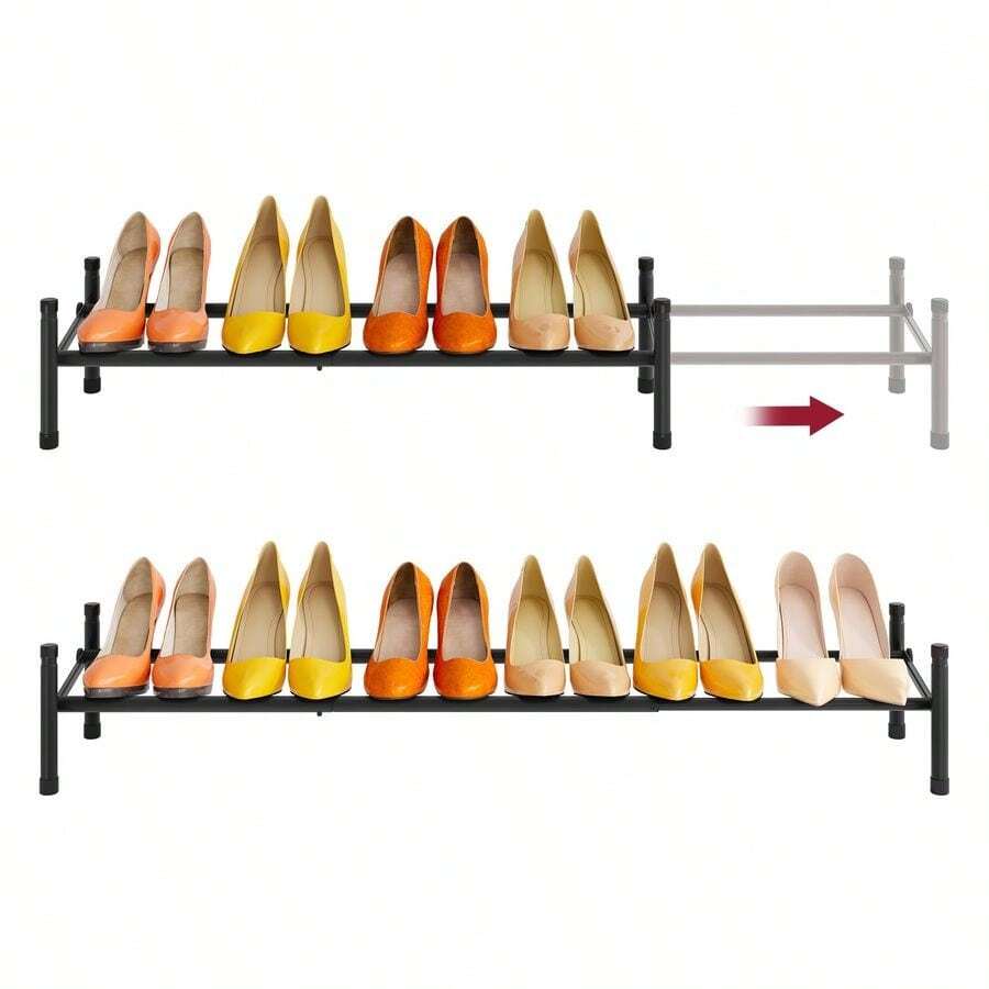 Expandable Shoe Rack For Closet 1 Tier, 2841Adjustable Amp Stackable Shoe Shelf Storage, Metal Shoe Rack Organizer For Front Door Entrance, Closet, Garage, Entryway, Black - Black1Tier - Xem 1