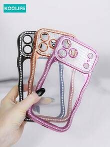 Koolife 1 件装星钻波浪形手机壳，TPU 材质，带闪光镜头膜和凸起镜头保护，防震时尚设计，兼容 17/17 Pro/17 Pro Max - 橘色 - 查看 7