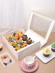 3个/5个装情人节心形纸杯蛋糕盒，饼干盒，自爆糖果盒，适用于蛋糕、松饼、甜甜圈和糕点，适合派对、情人节、圣诞节、生日等场合，12个装优质纸质纸杯蛋糕盒 - 彩色 - 查看 7