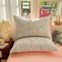 花卉植物图案被套套装，拉链封口设计，田园风格床上用品，3/4 件套野花被套套装 - 复古农舍风格，花田系列（1 个被套 + 1 个床单 + 1/2 个枕套，不含被芯） - 薄荷綠 - 查看 8