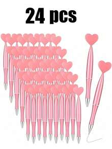 1-12pcs Pink Heart Shaped Rotating Ball Pens, Suitable For School/Office Supplies, Romantic Writing Tools, Wedding Signature, Thanksgiving & Halloween Wedding, Valentine's Day, Elegant Writing Instrument, Back To School Gift - Multicolor - View 16