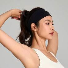 1pc Sports Headband,Sweat-Absorption & Non-Slip Hair Band,Breathable Running Fitness Turban For Women Men - 黑色 - 查看 5