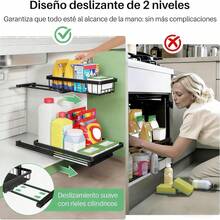 HAWOO Organizador Debajo del Fregadero de 2 Niveles, Prueba de Óxido Organizadores de Gabinetes Deslizantes en Forma de L, Organizador de Fregadero Multiusos para Cajón de Cocina y Baño, 2 Pack - 1 - Ver 6