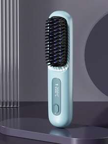 Women's Wireless Portable Hair Straightener, USB Rechargeable Negative Ion Hot Air Brush, Effectively Smooths Frizzy Hair For Shiny And Soft Tresses, Anti-Scald Design, 3 Temperature Settings, 30s Quick Heating, 2000mAh Battery Lasts 30 Minutes, Suitable For Short Hair, Bangs, Long Hair And Curly Hair, Ideal Christmas Gift For Women - Multicolor - View 18