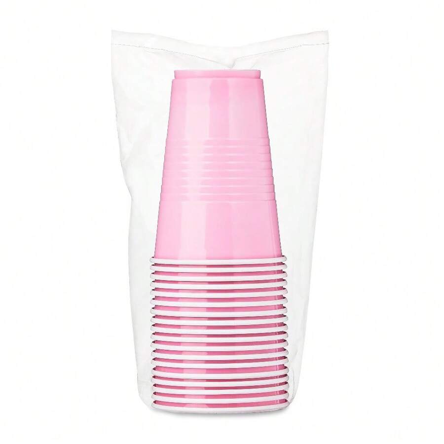 Plastic Disposable Party Cups, Lovely Pink, 16 Oz, 18 Pieces - 預設 - 查看 1