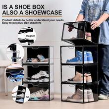 透明带盖鞋盒 - 可堆叠鞋盒，专业级磁吸门鞋架，防尘鞋架，男女运动鞋收纳架，前开式大容量塑料运动鞋收纳架，适用于厨房、浴室、卧室、客厅和办公室，家用收纳盒，开放式收纳的理想之选