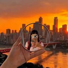 1个旅行自拍凸面镜，广角玻璃镜，小圆镜，可用于记录脚印，手持摄影道具，适合户外旅行摄影和家居装饰 - 彩色 - 查看 6