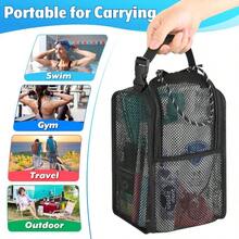 Mesh Shower Caddy Hanging Shower Organizer Tote Bag Portable Toiletry Organizer, Quick Dry Bath Bag With Double Zippers Opening Travel Gym Swimming Beach Camping Dorm Room - Initial - View 8