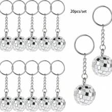 2/5/10 Stücke Mini Disco Ball Schlüsselanhänger, glänzender Schlüsselring, Tasche, Rucksack Anhänger, Geschenk für Frauen, Hochzeit, Party - Silber - Übersicht 10
