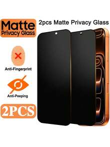 2pcs Matte Anti-Spy Screen Protector, Anti-Peeping And Anti-Fingerprint, Suitable Compatible With Iphone 17 Pro Max/17 Pro/17/16 Pro Max/15 Pro Max/14/13/12/11 Series. Matte Anti-Spy Screen Protector, Phone Case.