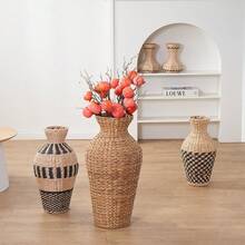 1 bình hoa vĩnh cửu đan lát thủ công bằng mây, chất liệu tự nhiên, thích hợp cho đám cưới, tiệc tùng, trang trí sinh nhật, trang trí nhà cửa cho phòng khách, phòng ngủ, bệ cửa sổ, phong cách nhà nông thôn, trang trí mùa xuân/hè, quà tặng tốt nghiệp, trang trí nhà cửa đón năm học mới, trang trí phòng và phụ kiện học tập, bình thủy tinh. - màu nâu - Xem 8