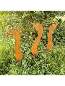 3 Pieces Of Rustic Metal Goose Silhouette Garden Stakes-Retro Outdoor Decoration Of The Courtyard And Courtyard, Perfect Outdoor Gift, No Battery Required, Ground Insertion Design, Very Suitable For Home And Garden - Multicolor - View 6