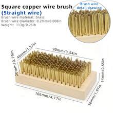 Square Copper Wire Brush, Steel Wire Brush, Grinding Rust Removal Cleaning Brush, Industrial Decontamination Descaling Brush, Mesh Roller Brush - Multicolor - View 11