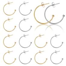 50pcs/Pack Iron Alloy D-Shape French Clip Earring Hooks, 13X11mm Elastic Earring Hooks Pendant Findings, DIY Jewelry Accessories